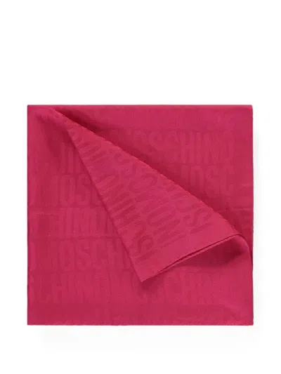 Moschino Logo-jacquard Silk Scarf In Pink