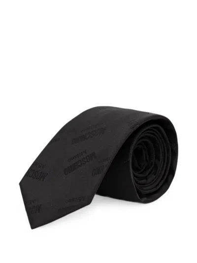 Moschino Logo-jacquard Tie In Purple