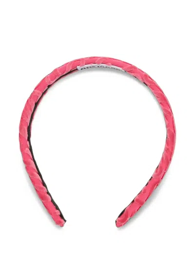 Moschino Logo-jacquard Velvet-effect Headband In Pink