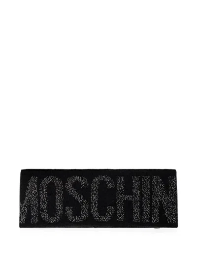 Moschino Logo-knit Headband In Black