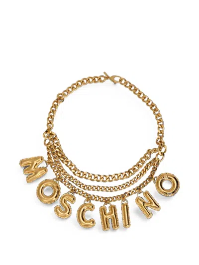 Moschino Logo-letter Bracelet In Gold