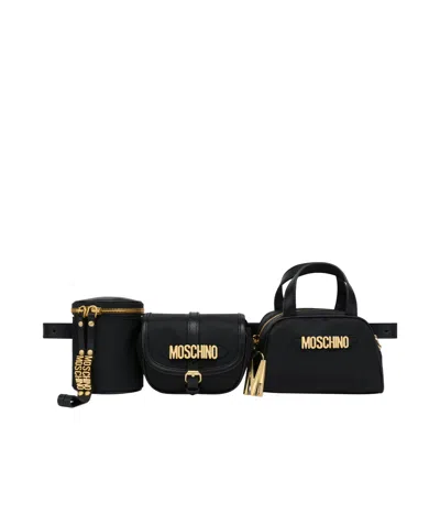 Moschino Logo-lettering Belt Bags In Black