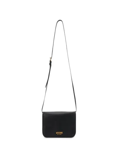 Moschino Logo-lettering Leather Shoulder Bag In Black