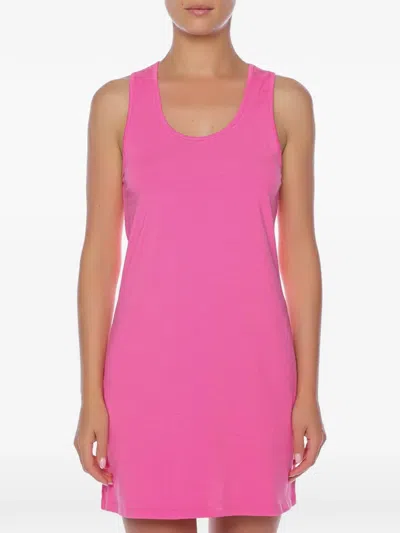 Moschino Logo-patch Beach Mini Dress In Pink