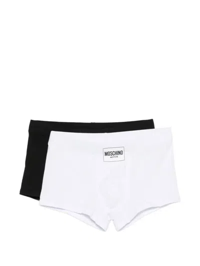 Moschino Logo-patch Boxers (set Of Two) In Black