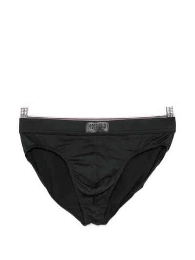 Moschino Logo-patch Briefs In Black