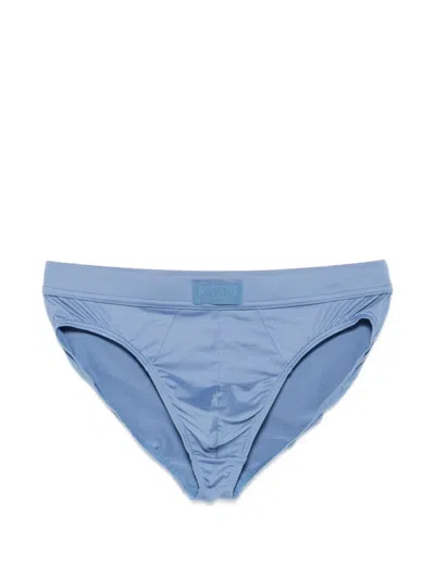 Moschino Logo-patch Briefs In Blue