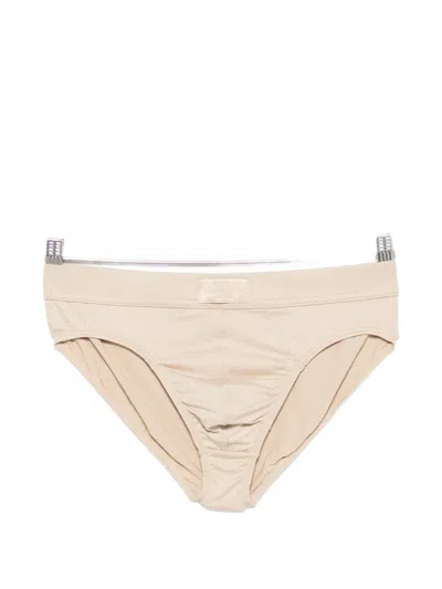 Moschino Logo-patch Briefs In Neutral