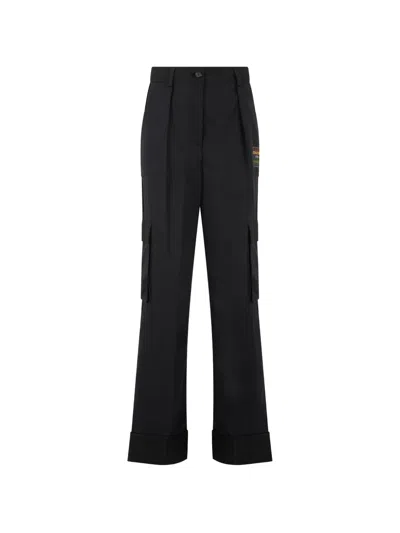 Moschino Logo-patch Cargo Pants In Black