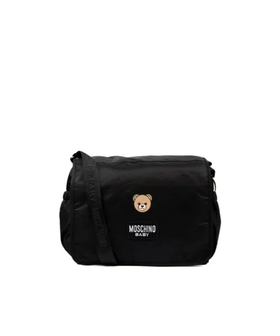 Moschino Kids' Logo-patch Changing Bag In Black