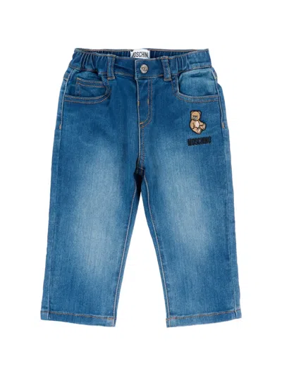 Moschino Babies' Logo-patch Jeans In Blue