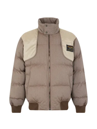 Moschino Logo-patch Padded Jacket In Brown
