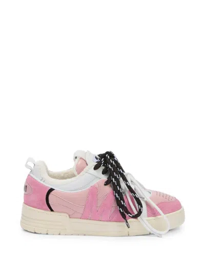 Moschino Logo-patch Panelled Sneakers In Pink