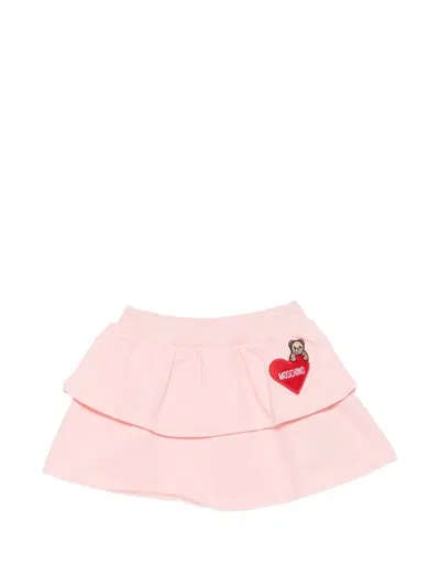 Moschino Babies' Logo-patch Ruffled Skirt In Pink