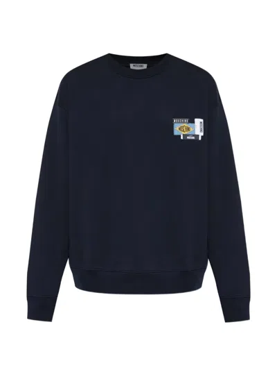 Moschino Logo-patch Sweatshirt In Blue