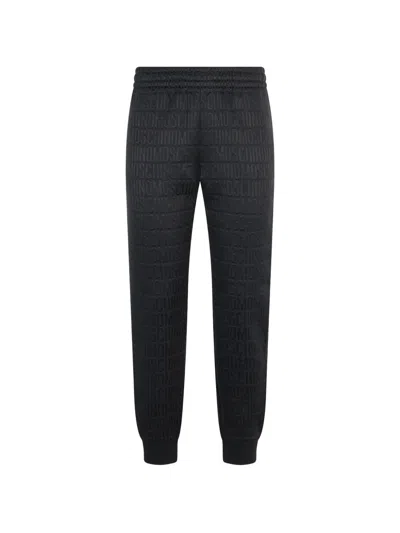 Moschino Logo-pattern Elasticated-waistband Track Pants In Black