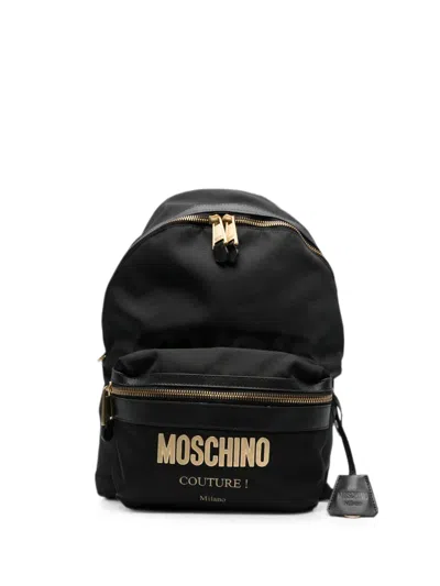 Moschino Logo-plaque Backpack In Black