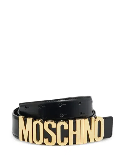 Pre-owned Moschino Logo-plaque Belt In Black
