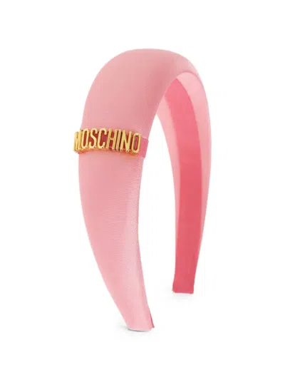 Moschino Logo-plaque Padded Headband In Pink