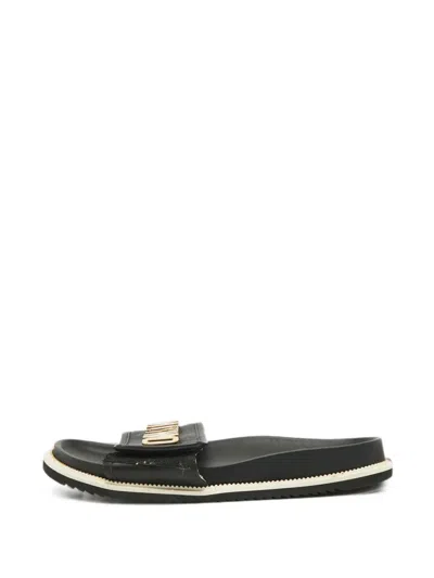 Pre-owned Moschino Logo-plaque Sandals In Black