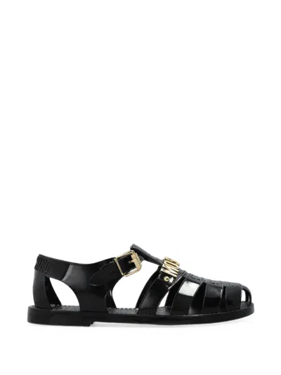 Moschino Logo-plaque Sandals In Black