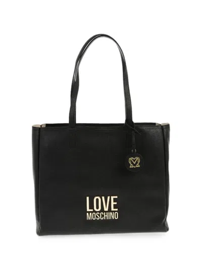 Moschino Logo-plaque Shoulder Bag In Black