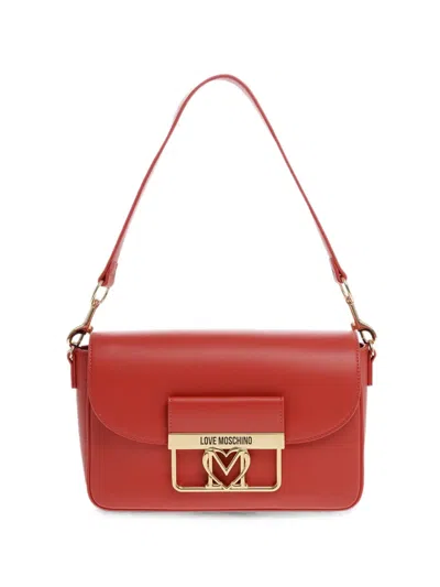 Moschino Logo-plaque Shoulder Bag In Red