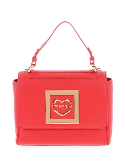 Moschino Logo-plaque Shoulder Bag In Red