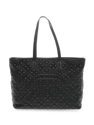 Moschino Logo-plaque Tote Bag In Black