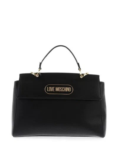 Moschino Logo-plaque Tote Bag In Black
