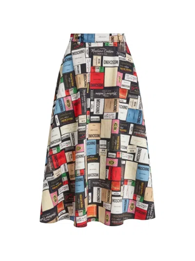 Moschino Logo-print A-line Midi Skirt In Multi