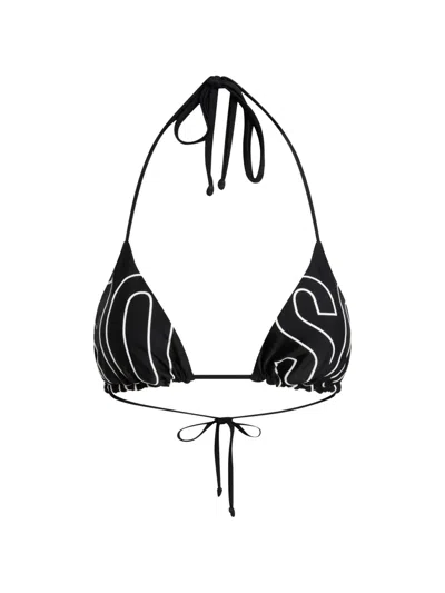 Moschino Logo-print Bikini Top In Black
