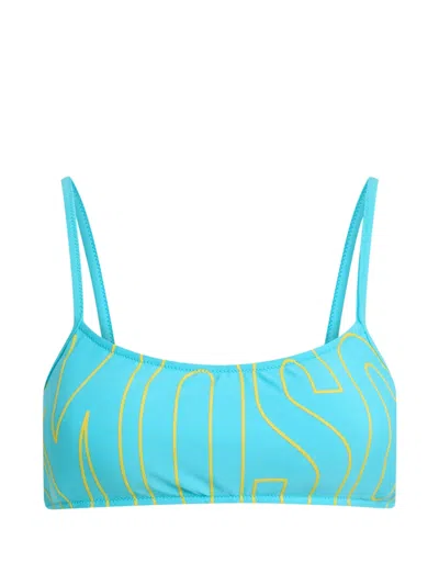 Moschino Logo-print Bikini Top In Blue