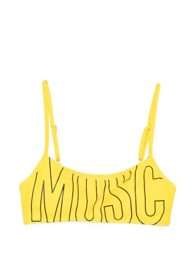 Moschino Logo-print Bikini Top In Yellow