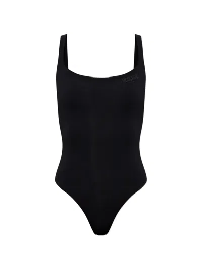 Moschino Logo-print Bodysuit In Black