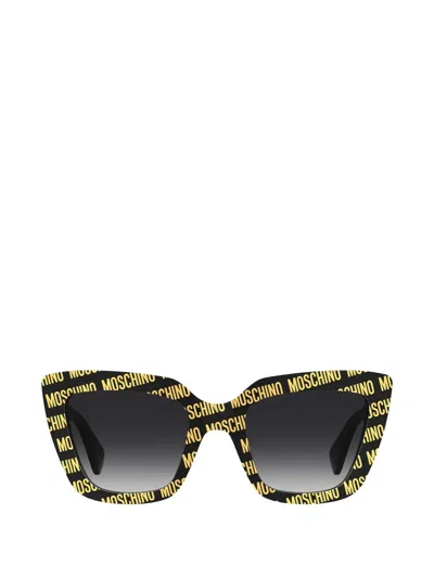 Moschino Logo-print Cat-eye Sunglasses In Black