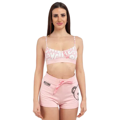Moschino Logo-print Cotton Bra Top In Pink