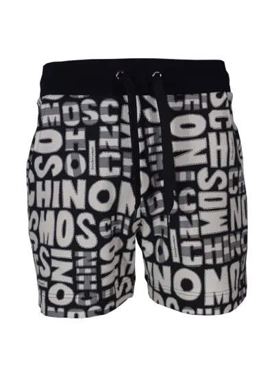 Moschino Logo-print Cotton Shorts In Black