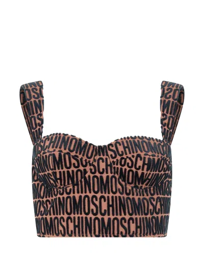 Moschino Logo-print Cropped Top In Black
