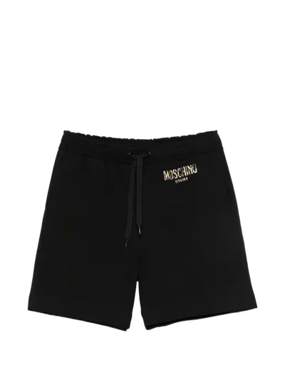 Moschino Logo-print Drawstring Shorts In Black