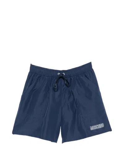 Moschino Logo-print Drawstring Swim Shorts In Blue