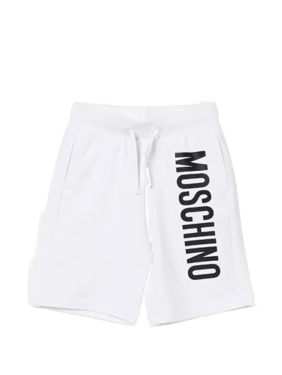 Moschino Kids' Logo-print Drawstring-waist Shorts In White