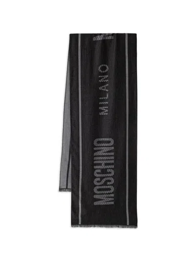 Moschino Logo-print Fringed Scarf In Multi