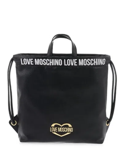 Moschino Logo-print Heart-motif Tote Bag In Black