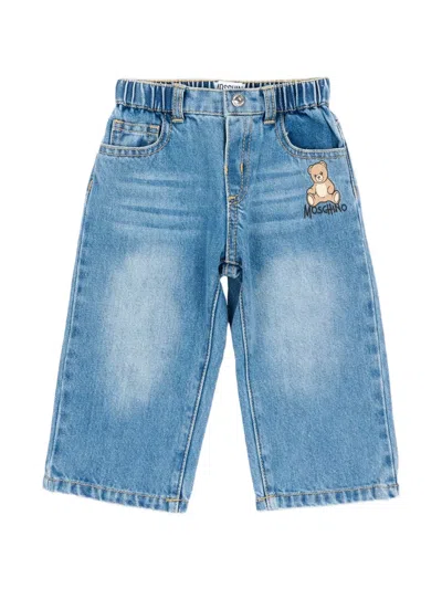 Moschino Babies' Logo-print Jeans In Blue
