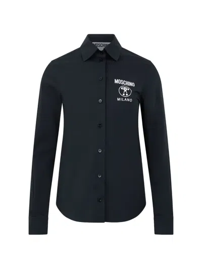 Moschino Logo-print Long-sleeve Shirt In Black