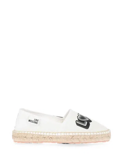 Moschino Logo-print Mesh Espadrilles In White