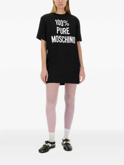 Moschino Logo-print Mini T-shirt Dress In Black