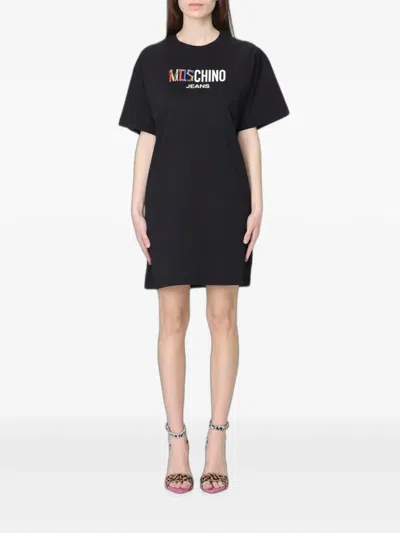 Moschino Logo-print Mini T-shirt Dress In Black