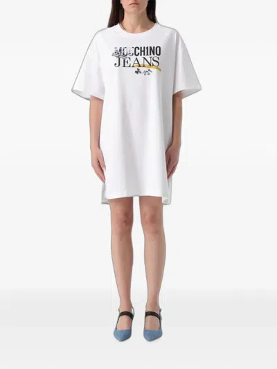Moschino Logo-print Mini T-shirt Dress In White